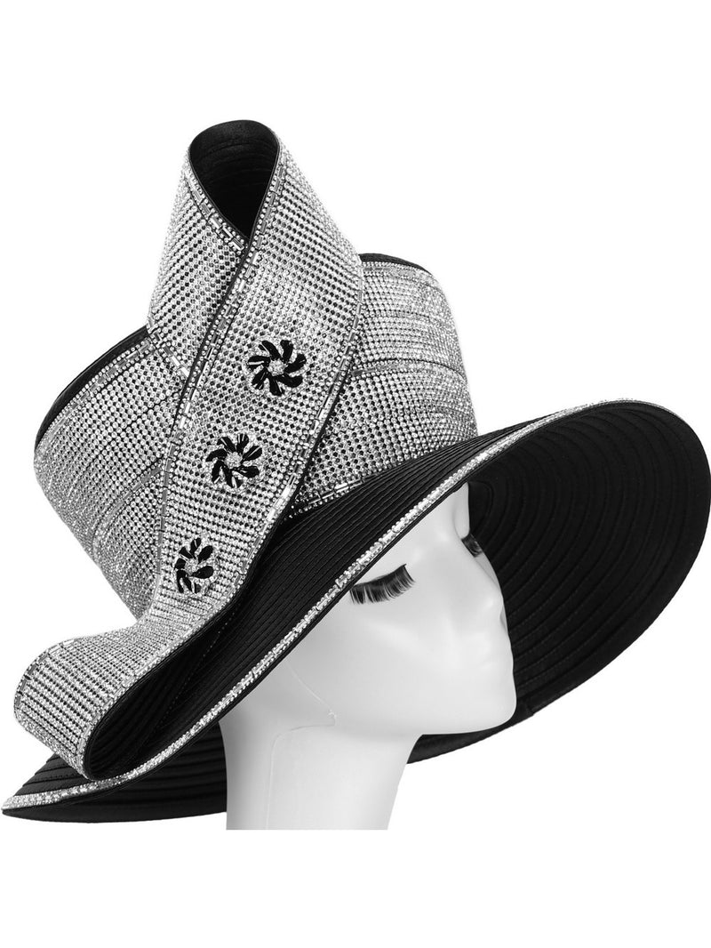 LARGE BRIM MASSIVE STONED RIBBON HAT