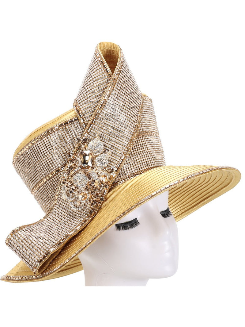 LARGE BRIM MASSIVE STONED RIBBON HAT