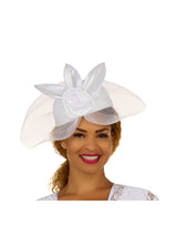Pillbox Hat with Veil & Petal Rosette