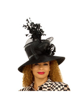 Wide Brim Embellished Hat w/ Veil&Feather
