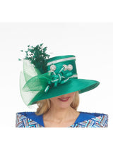 Wide Brim Embellished Hat w/ Veil&Feather