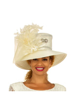 Wide Brim Embellished Hat w/ Veil&Feather