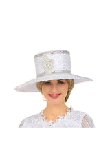 Elegant Rhinestone Crest Wide Brim Formal Hat