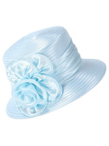 Satin Ribbon Small Brim Hat w/ Satin Flower
