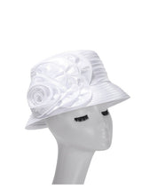 Satin Ribbon Small Brim Hat w/ Satin Flower