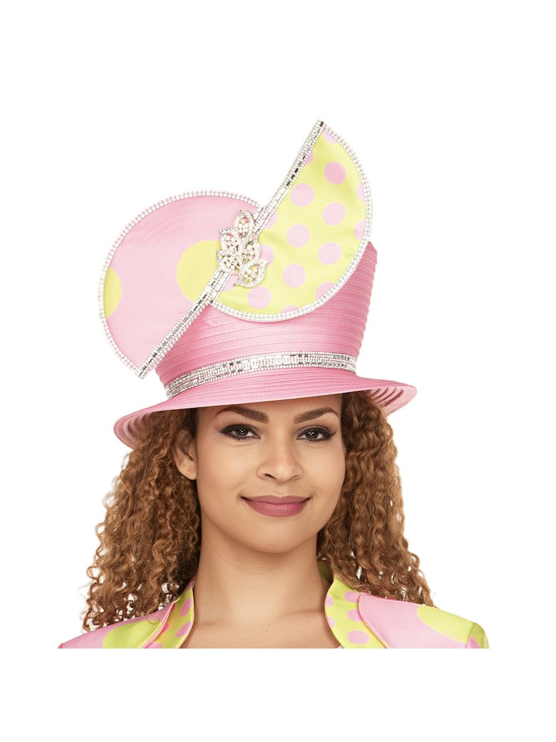 Small Brim 2-tone Polka Dot Stoned Hat