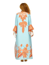 Tropical Leaf Print Maxi Caftan Dress
