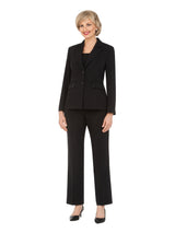 2pc Notch Collar Jkt+Pants Suit-Plus