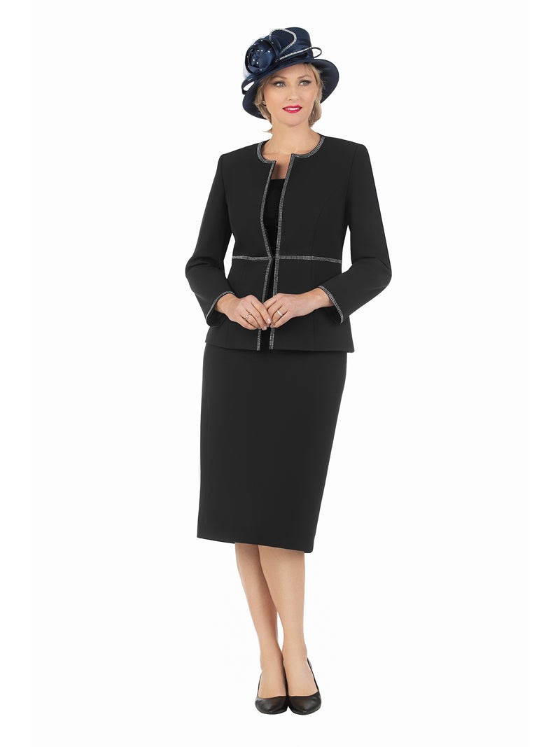 3pc Embellished Clean Lines Skirt Suit-Plus