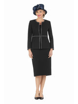 3pc Embellished Clean Lines Skirt Suit-Plus