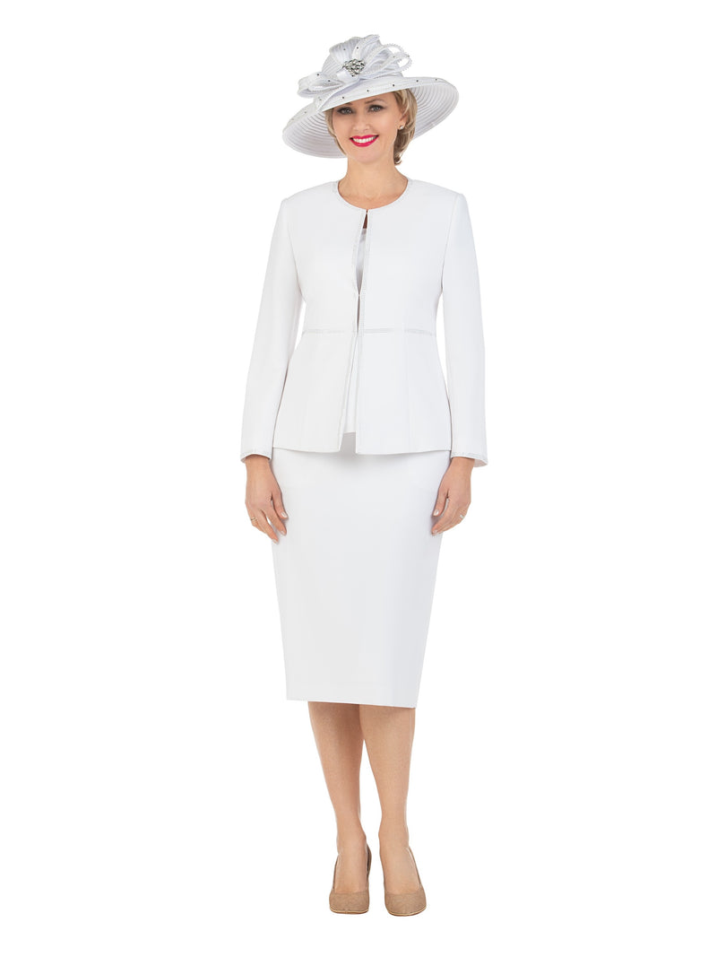 3pc Embellished Clean Lines Skirt Suit-Plus