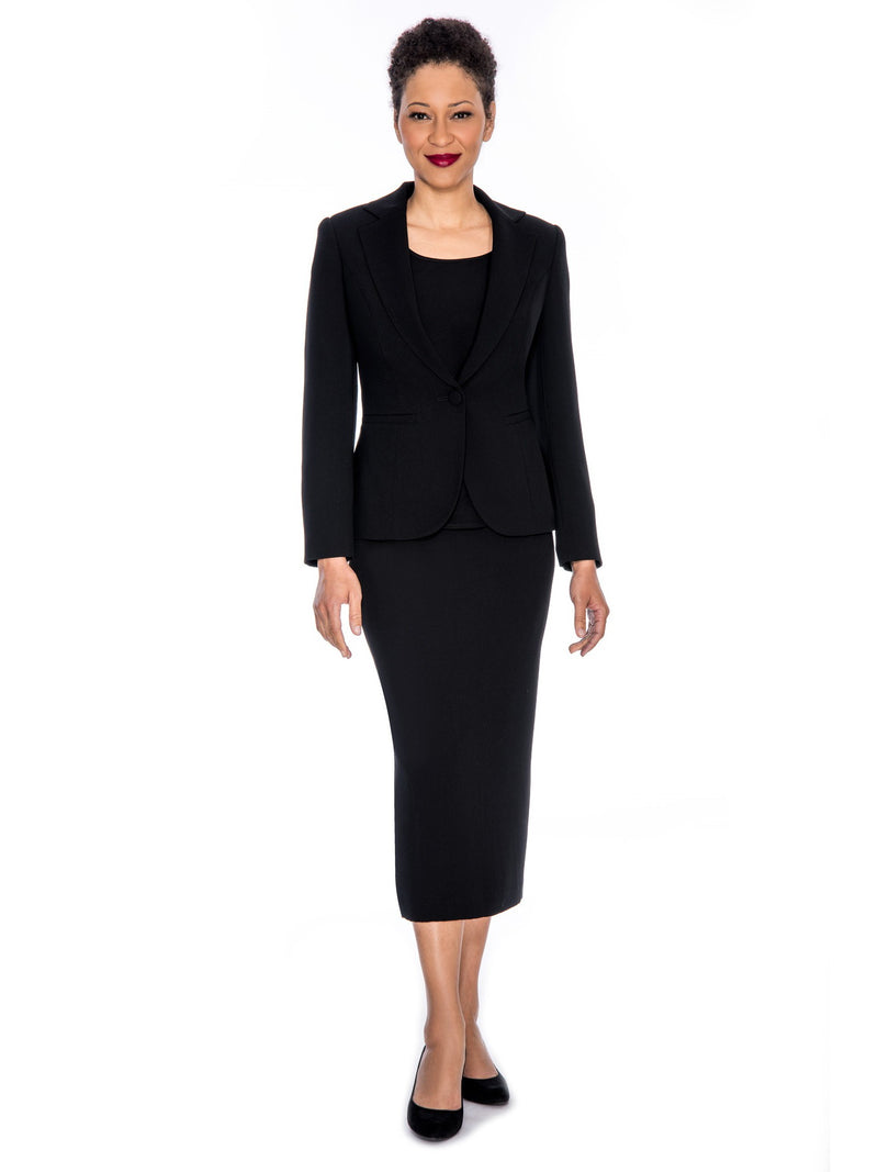 3pc Basic Notch Collar 1-button Skirt Suit-Plus