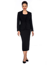 3pc Basic Notch Collar 1-button Skirt Suit