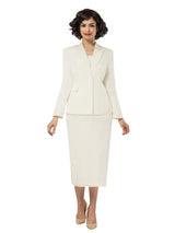 2pc Notch Collar 2-button Skirt Suit-Plus size