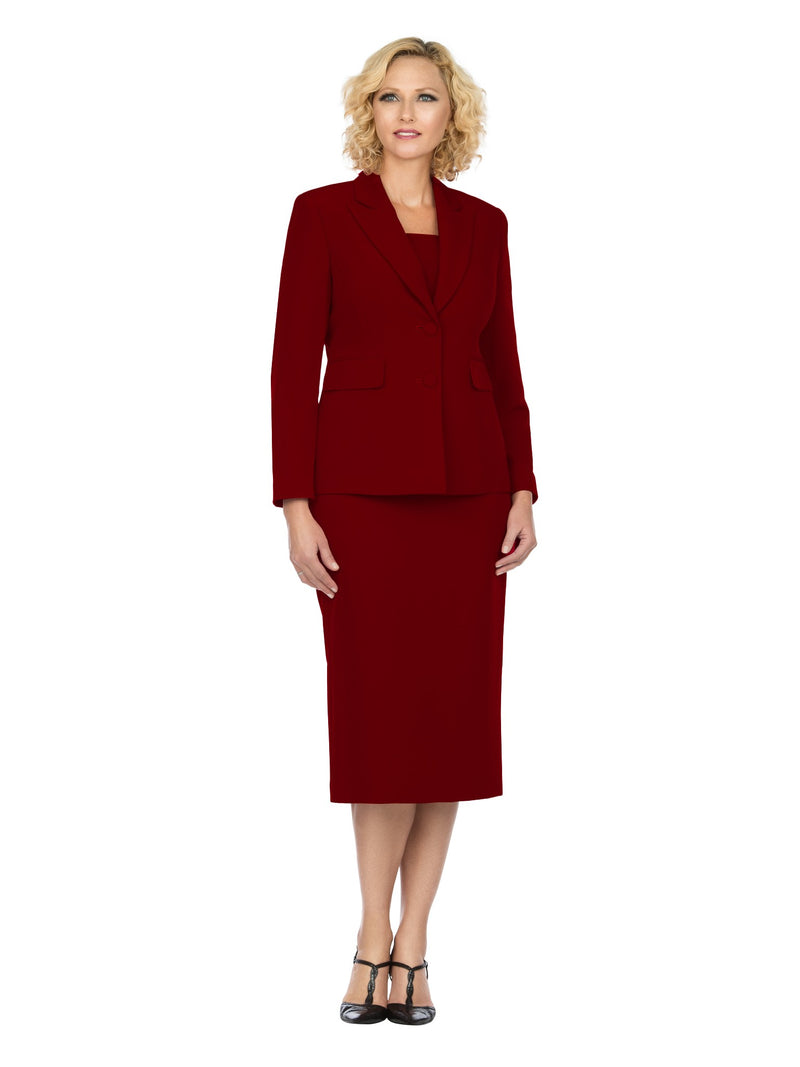 2pc Notch Collar 2-button Skirt Suit