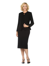 3pc Round Neck Clean Lines Detailed Skirt Suit