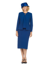 3pc Round Neck Clean Lines Detailed Skirt Suit