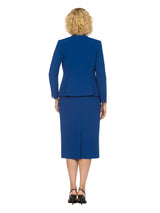 3pc Round Neck Clean Lines Detailed Skirt Suit