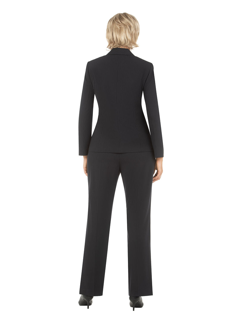 2pc Notch Collar Jkt+Pants Suit-Plus