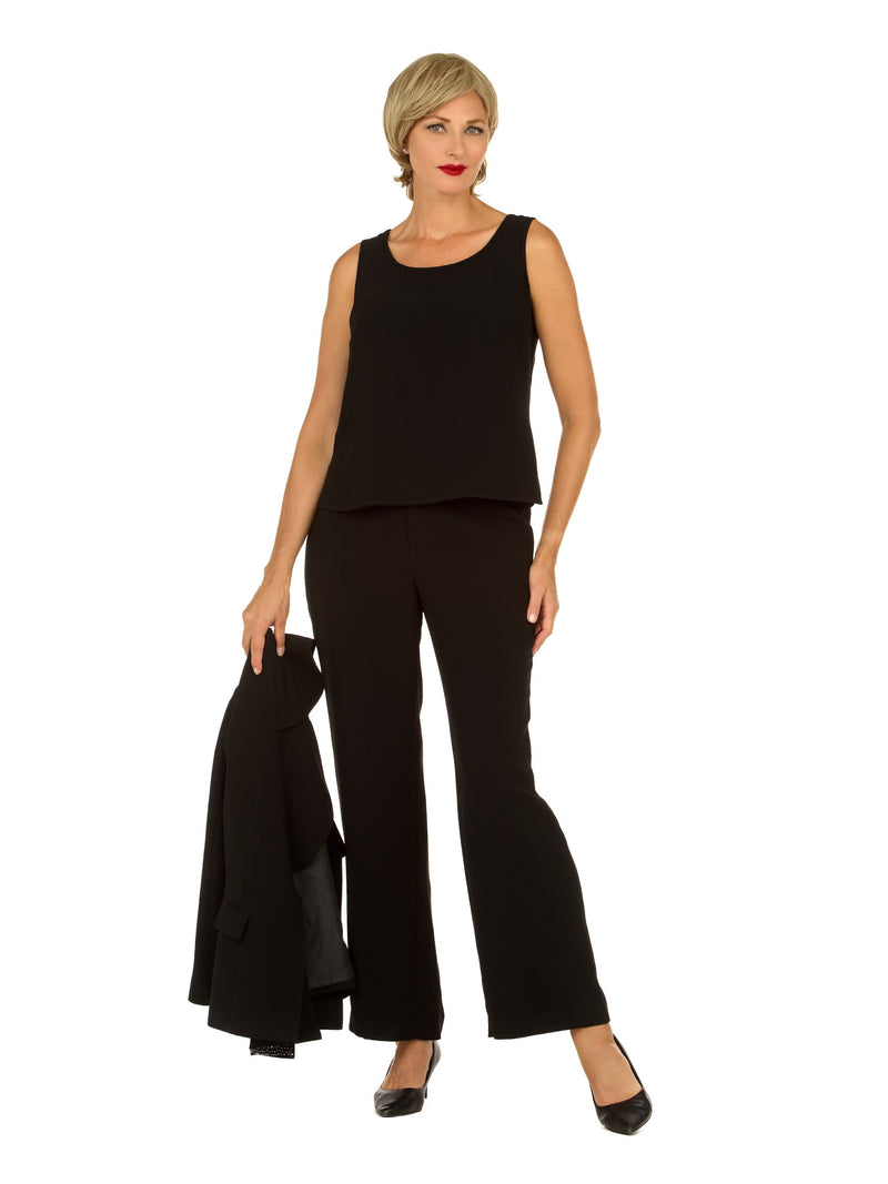 3pc Wide Collar Pants Suit with Rhinestone Detail