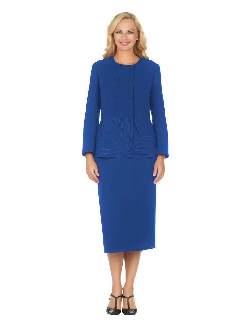 2pc Dbl Brstd Tiered Peplum Jkt Skt Suit-Plus