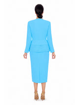 2pc Dbl Brstd Tiered Peplum Jkt Skt Suit-Plus