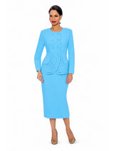 2pc Dbl Brstd Tiered Peplum Jkt Skt Suit