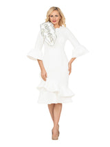 Elegant Scuba Flounce Dress with Sculpted Ruffle A