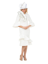 Elegant Scuba Flounce Dress with Sculpted Ruffle A