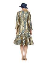 Metallic Mosaic Brocade Drop-Waist Flare Dress
