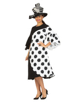 1pc Popcorn&Polka Dot Crepe Contrast Flowy Drs