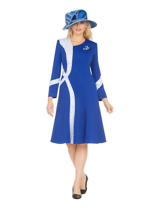 Stoned Scuba Color Block A-line Drs w/ Brooch