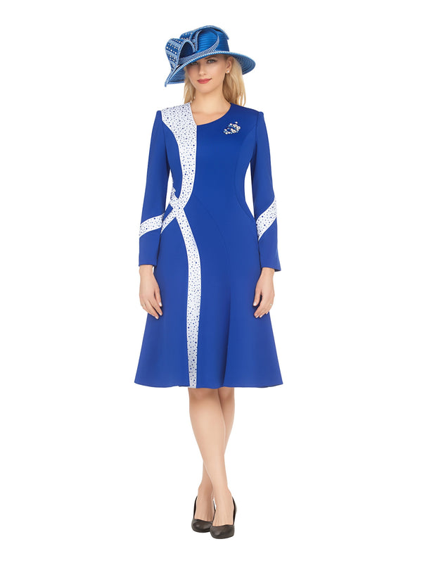 Stoned Scuba Color Block A-line Drs w/ Brooch