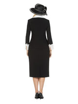 2pc Dbl Breasted Skt Suit w/ Organza Collar&Cuff