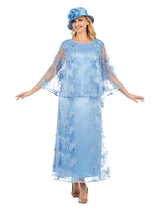 2pc Lace Dress & Hi-Lo Pull Over Lace Cape - Plus size