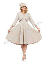 2pc Multi-Paneled Flare Dress w/ Bolero Jkt - Plus size