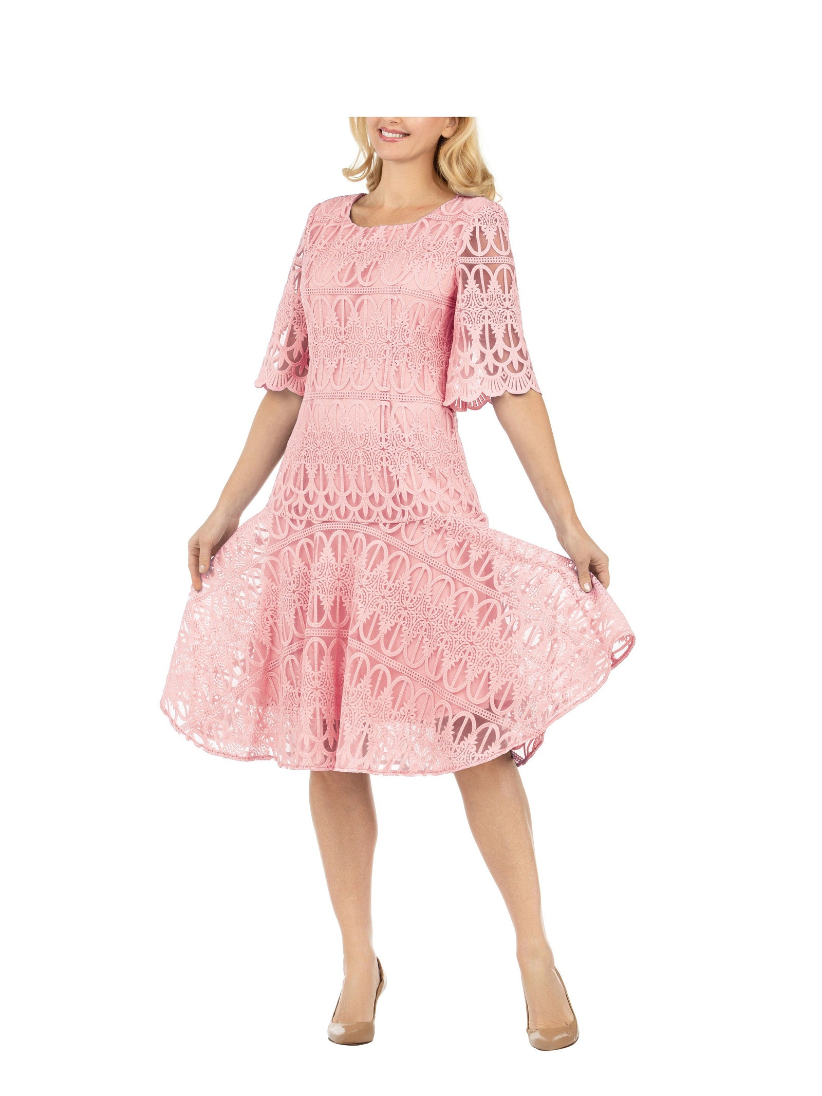 1pc Embroidery Lux Lace Pleated Flare Dress – Giovanna Apparel