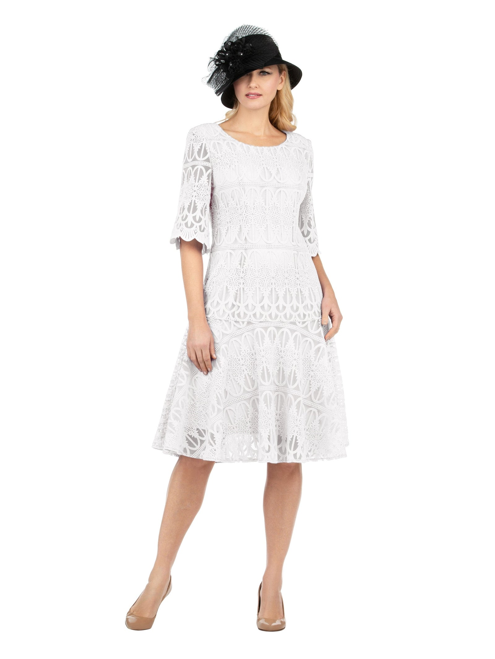 1pc Embroidery Lux Lace Pleated Flare Dress – Giovanna Apparel