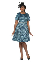 Short Slv Brocade A-line Dress - Plus
