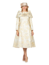 1pc Lux Brocade A-line Dress w/ Cape - Plus