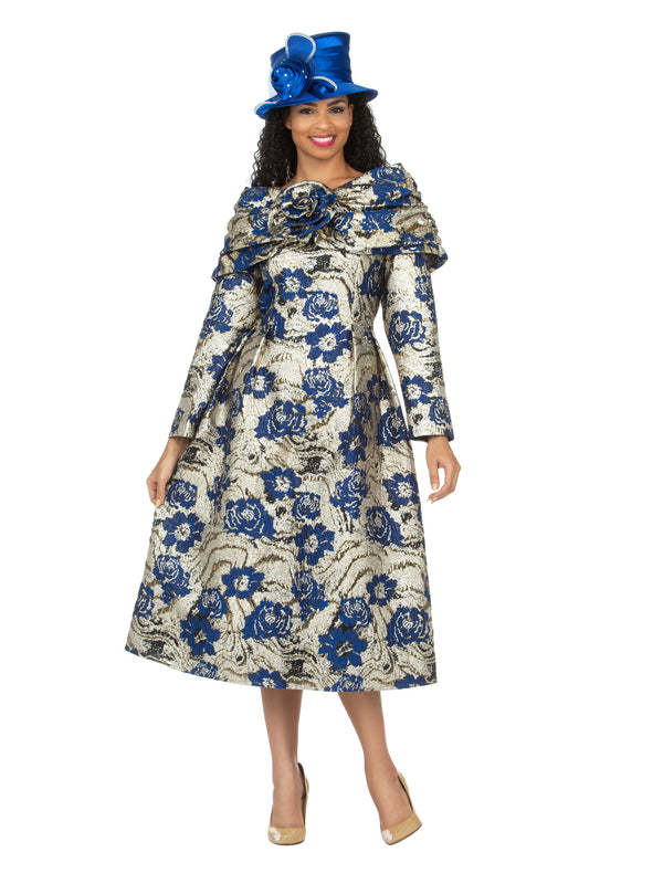 1pc Lux Brocade A-line Dress w/ Cape