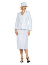 2pc Notch Collar Classic Brocade Skirt Suit-Plus