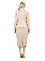2pc Notch Collar Classic Brocade Skirt Suit-Plus