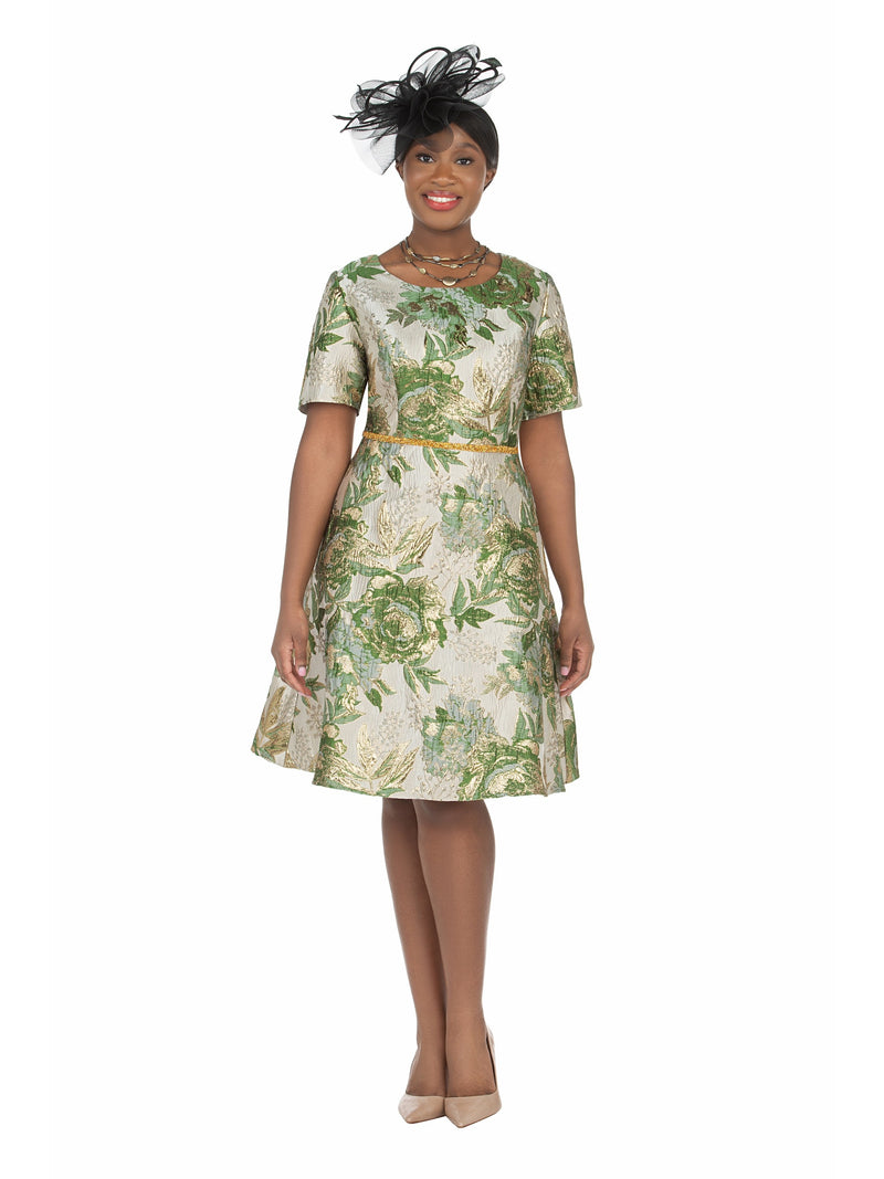 Short Slv Brocade A-line Dress Short Slv Brocade A-line Dress