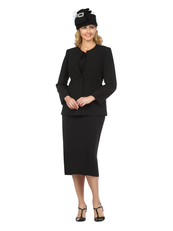 3pc Collarless 1-button Basic Suit
