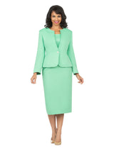 3pc Novelty Skirt Suit w/ Embellished Button - Plus Size