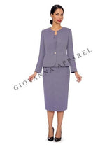 3pc Novelty Skirt Suit w/ Embellished Button