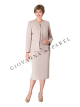 3pc Round Neck Clean Lines Detailed Skirt Suit