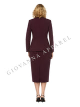 3pc Collarless Clean Lines Detailed Skirt Suit